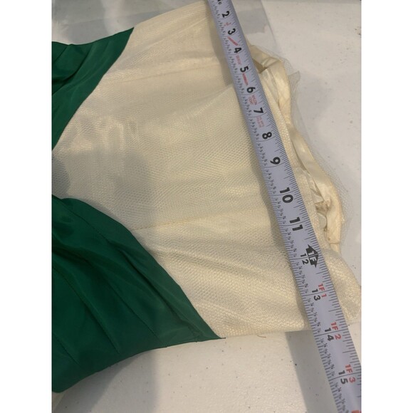 Vintage 1950s Cupcake Prom Dress SZ XS Gown Tulle Strapless white green sequence - Picture 2 of 16